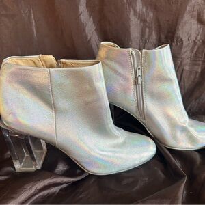 Katy Perry Collections Silver Ankle Boots with Clear Heels